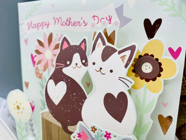🔥Hot SaleCats Cat, Fluffy Cat,  3D Card, Pop up Card, Card for Wife,  Mother’s Day Card