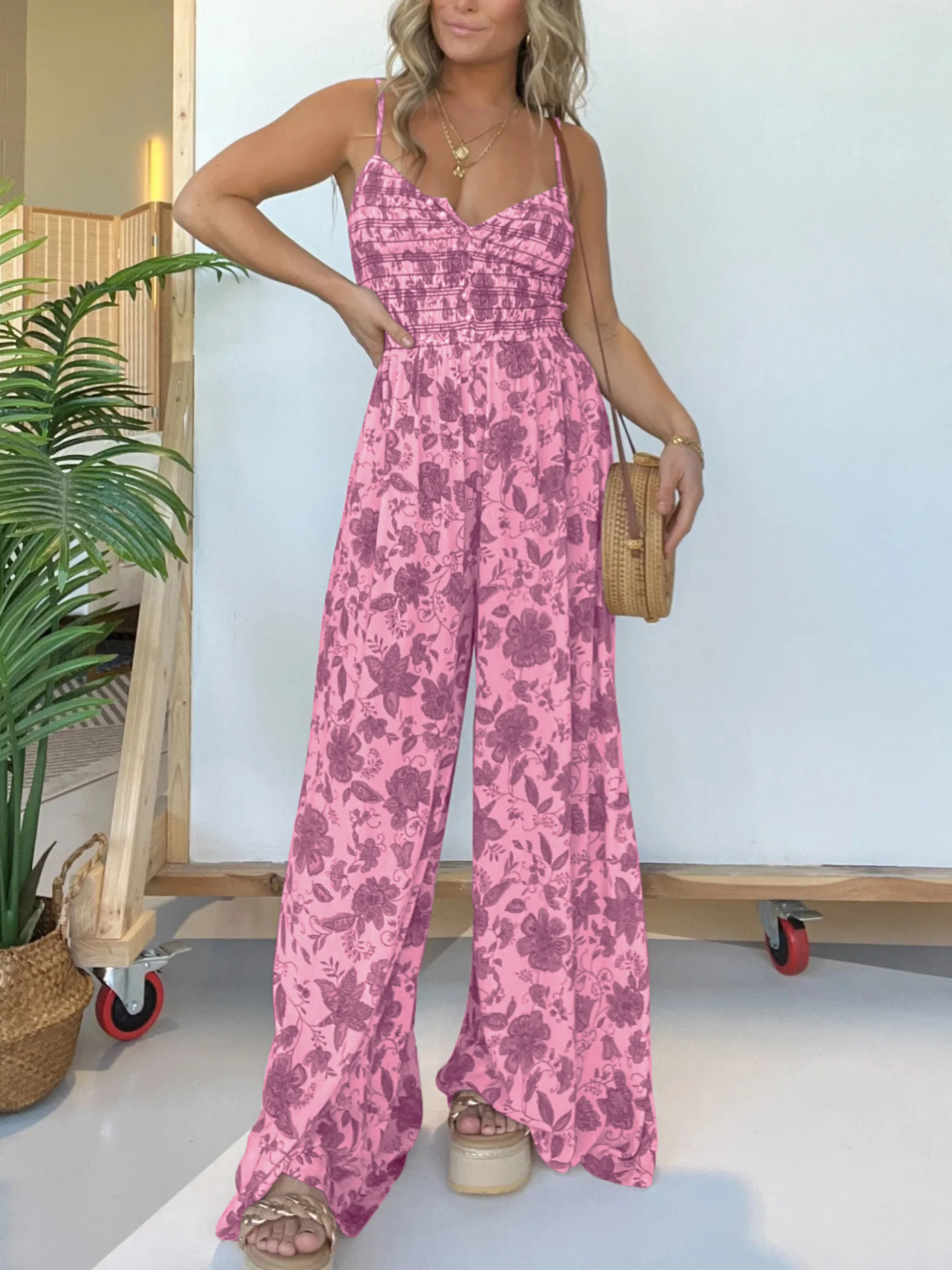 2024 NEW FLORAL SUSPENDER WIDE-LEG JUMPSUIT (BUY 2 FREE SHIPPING)