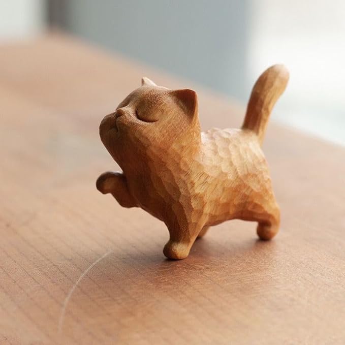 Tiny Cute Wooden Cat