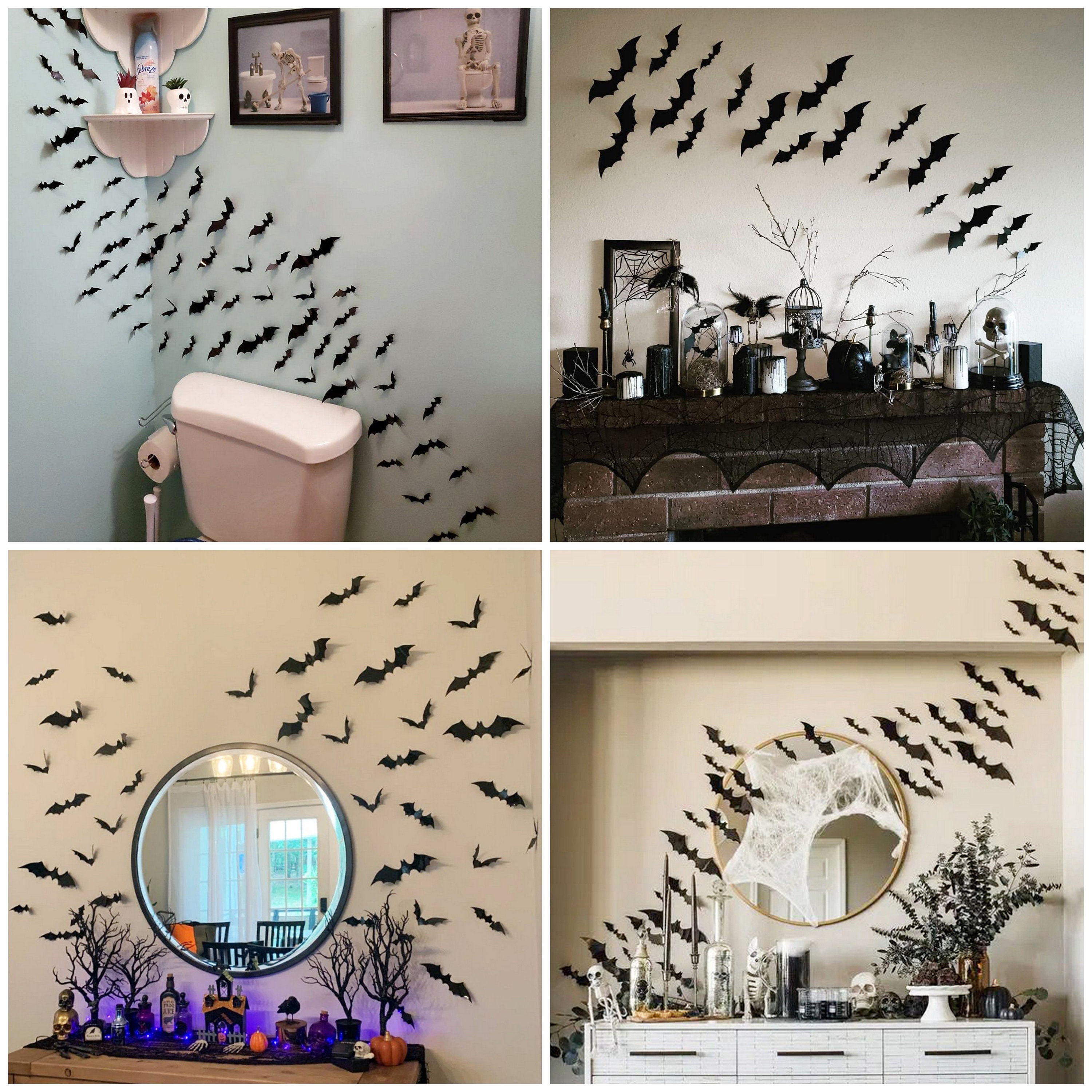 Black 3D Bats Waterproof Stickers For Gothic Home Decor