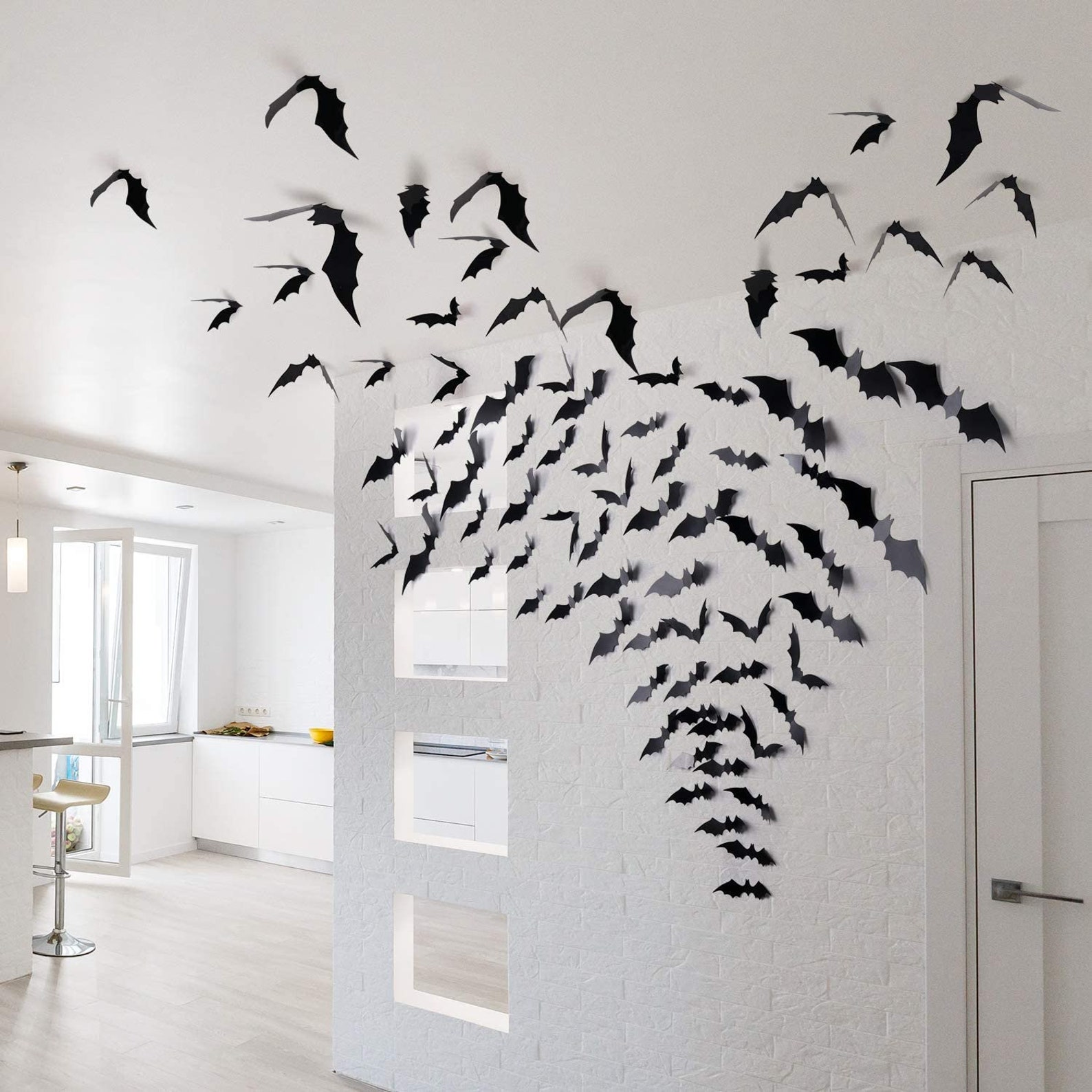 Black 3D Bats Waterproof Stickers For Gothic Home Decor