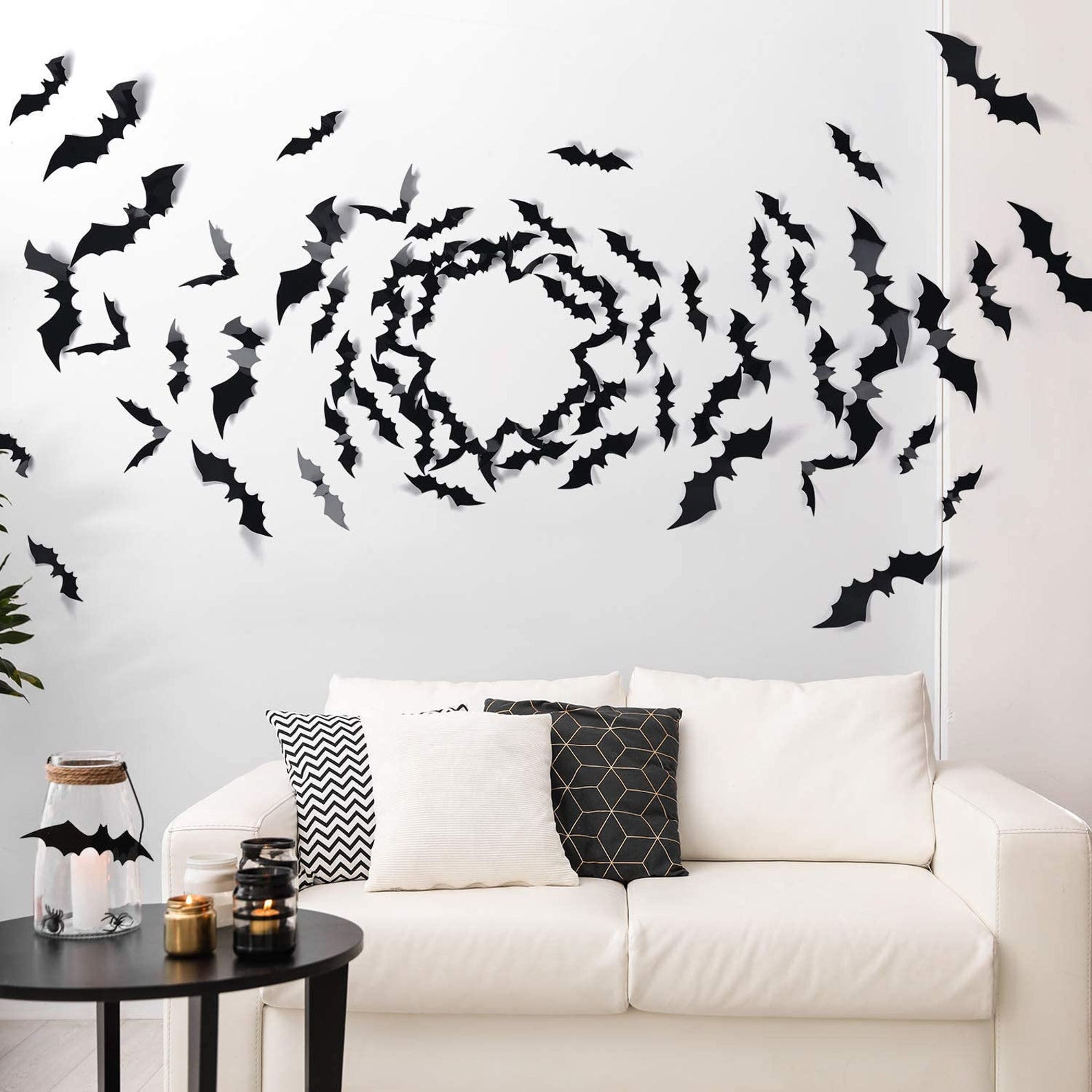 Black 3D Bats Waterproof Stickers For Gothic Home Decor