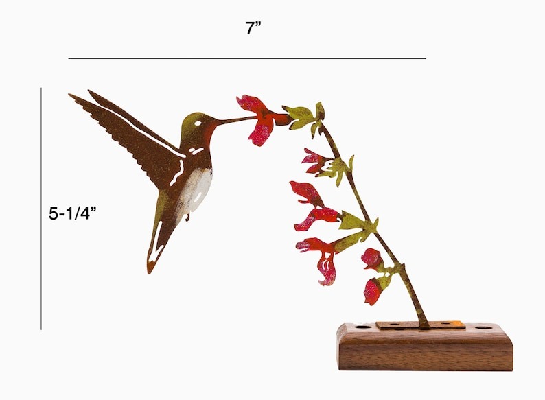 Metal Hand Painted Ruby-Throated Hummingbird 