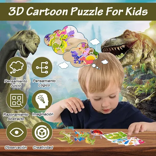 🔥Hot Sale🔥 🦖Educational 3D Cartoon Puzzle