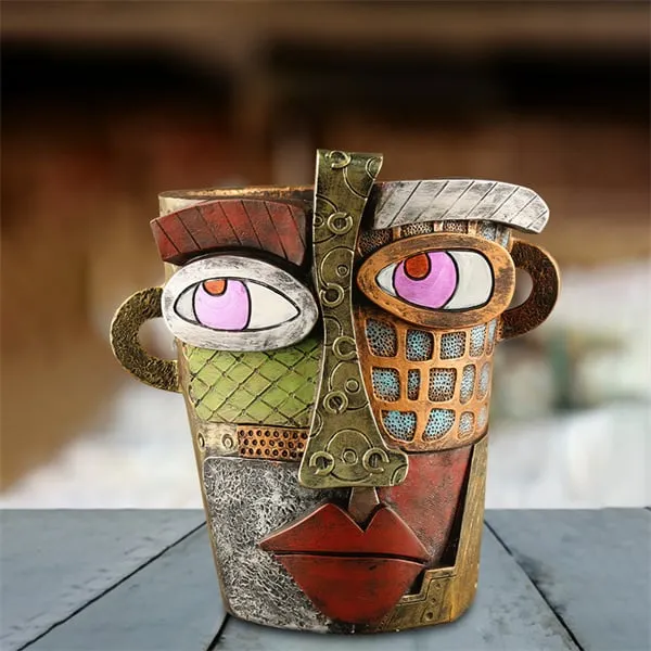 😍 Handmade Picasso Brutalist Abstract Beauty Face Flower Pot