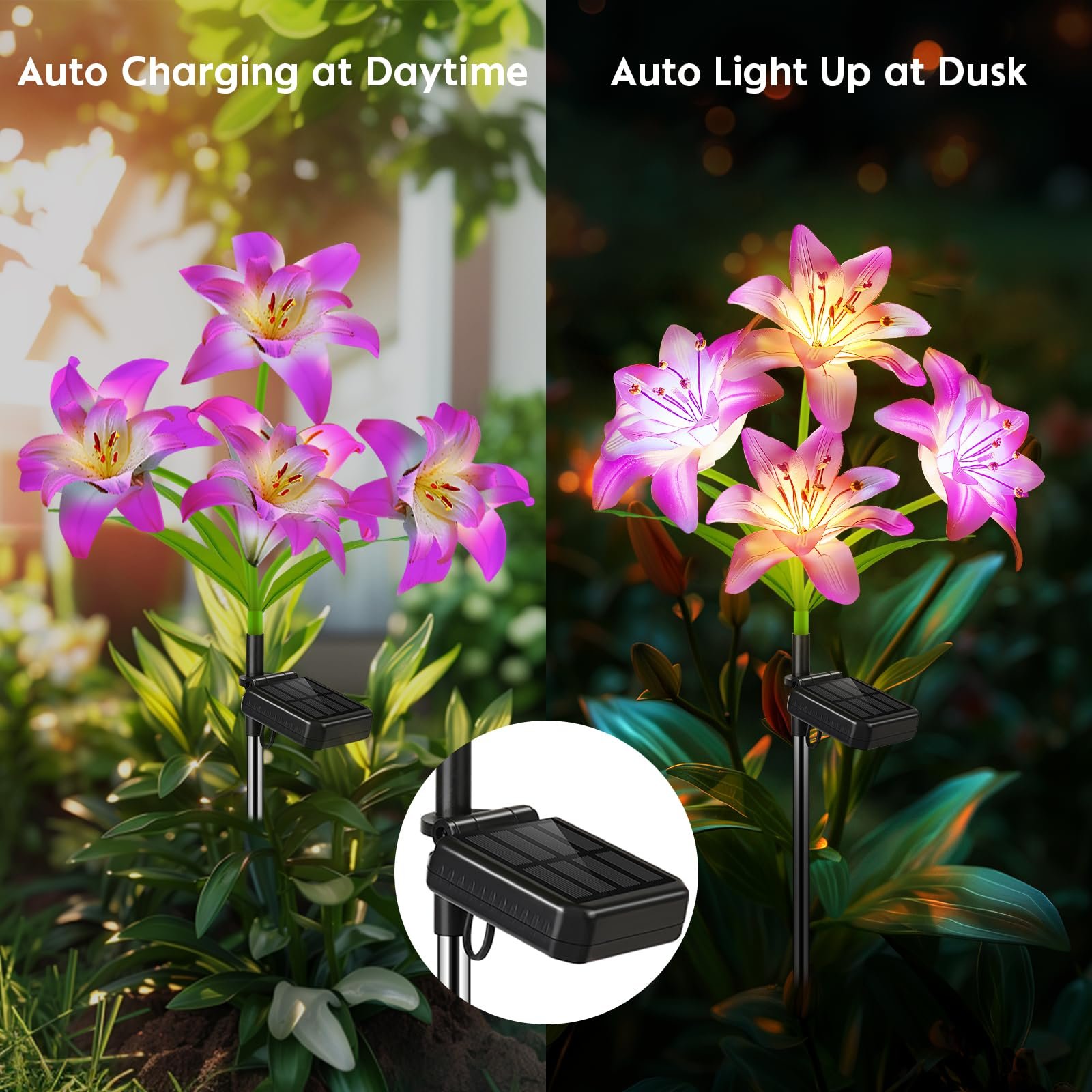 Solar-Powered  Blooming Lily Flowers Lights