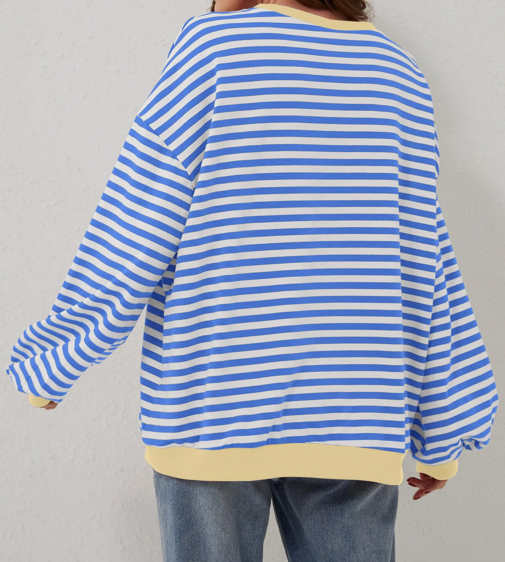 WOMEN'S OVERSIZED STRIPED LONG SLEEVE PULLOVER (BUY 2 FREE SHIPPING)
