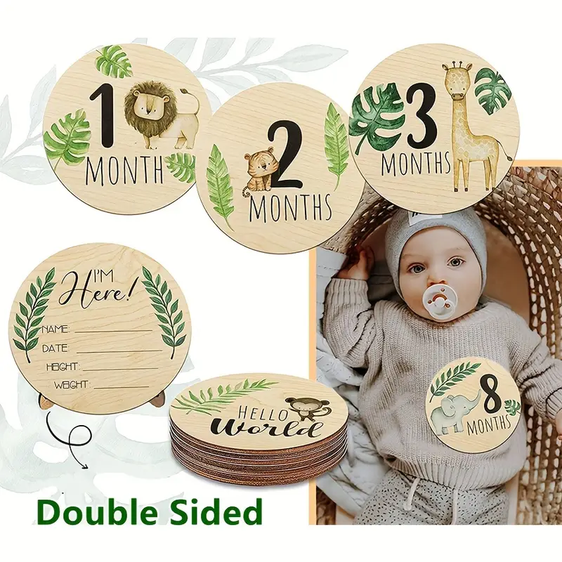 Baby Wooden Monthly Milestone Cards