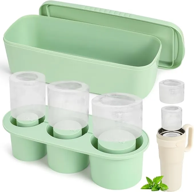 Silicone Ice Cube Molds with Lid & Bin