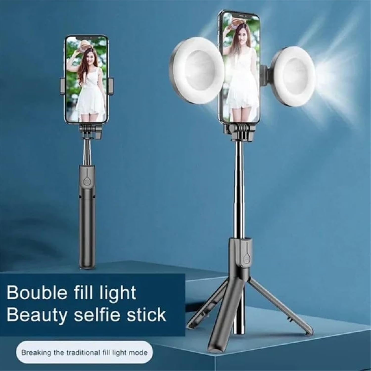 6 in 1 Wireless Bluetooth Selfie Stick with Light