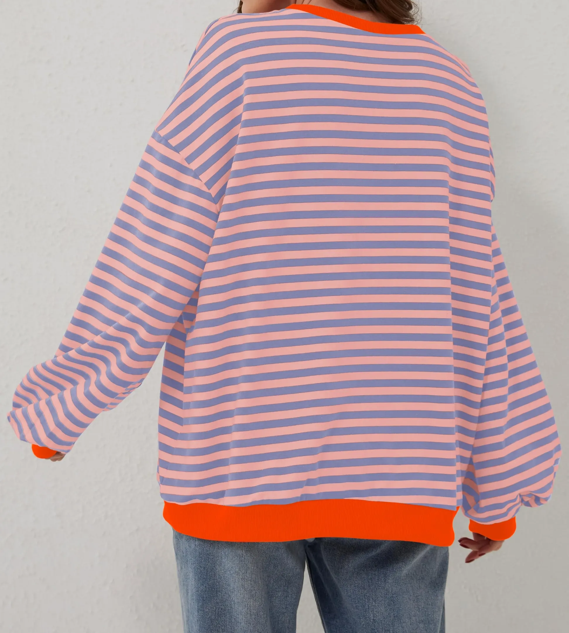 WOMEN'S OVERSIZED STRIPED LONG SLEEVE PULLOVER (BUY 2 FREE SHIPPING)