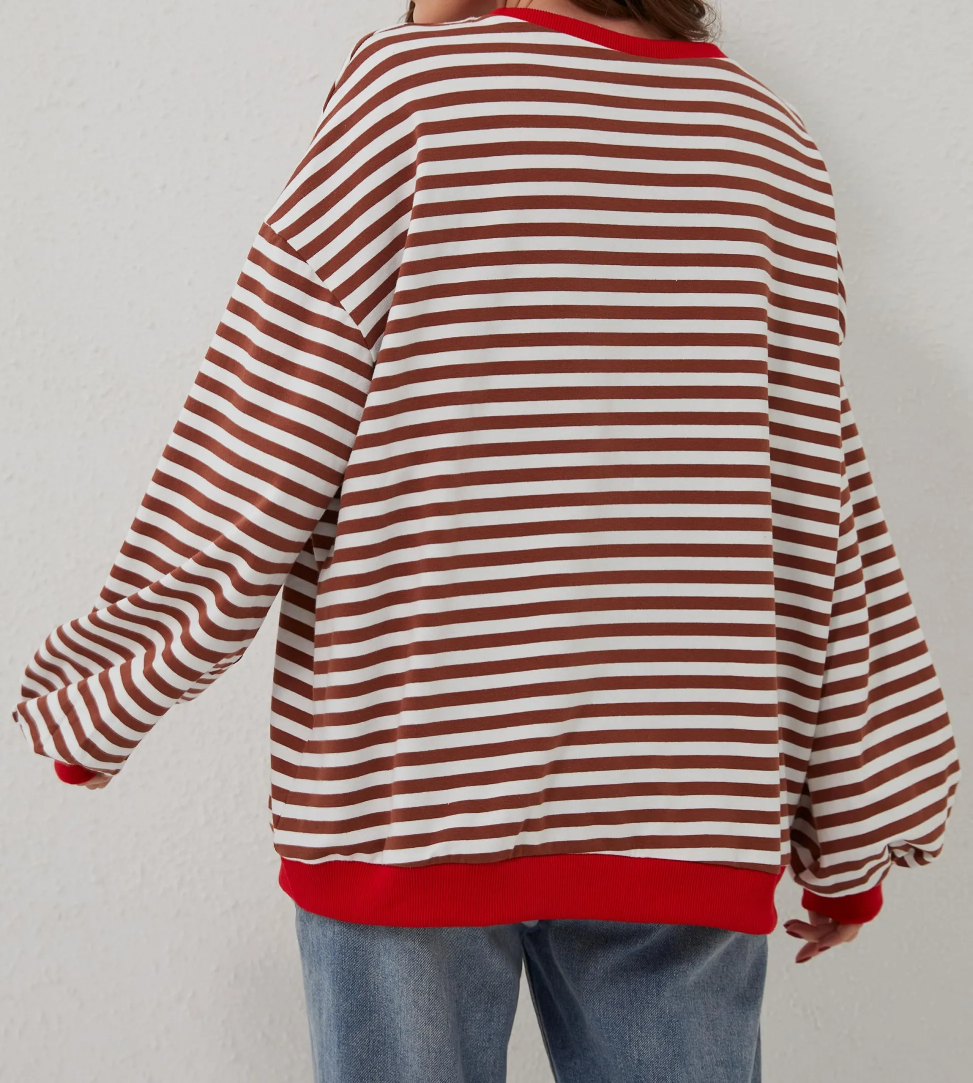 WOMEN'S OVERSIZED STRIPED LONG SLEEVE PULLOVER (BUY 2 FREE SHIPPING)
