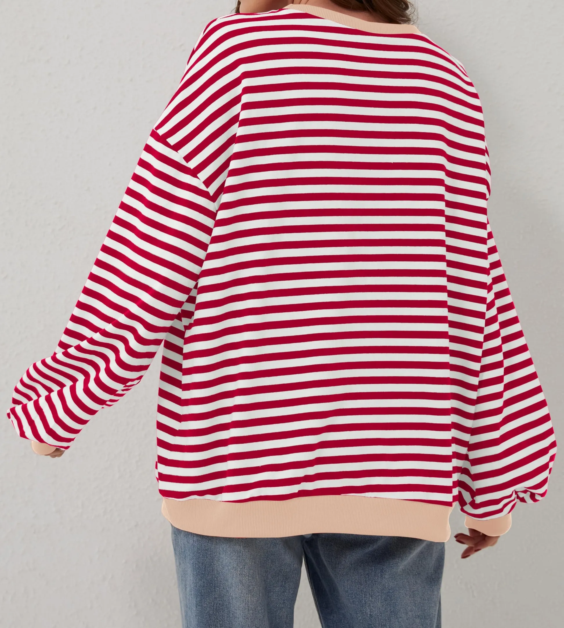 WOMEN'S OVERSIZED STRIPED LONG SLEEVE PULLOVER (BUY 2 FREE SHIPPING)