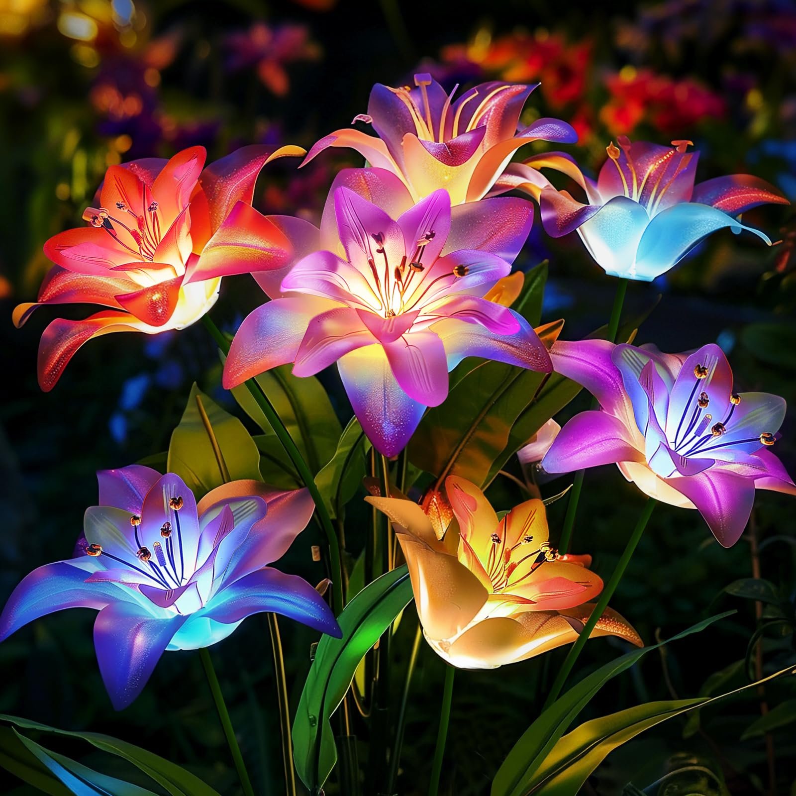 Solar-Powered  Blooming Lily Flowers Lights