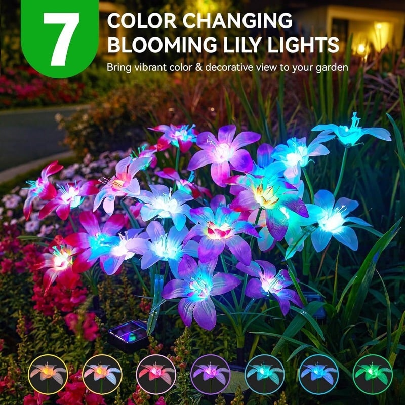 Solar-Powered  Blooming Lily Flowers Lights