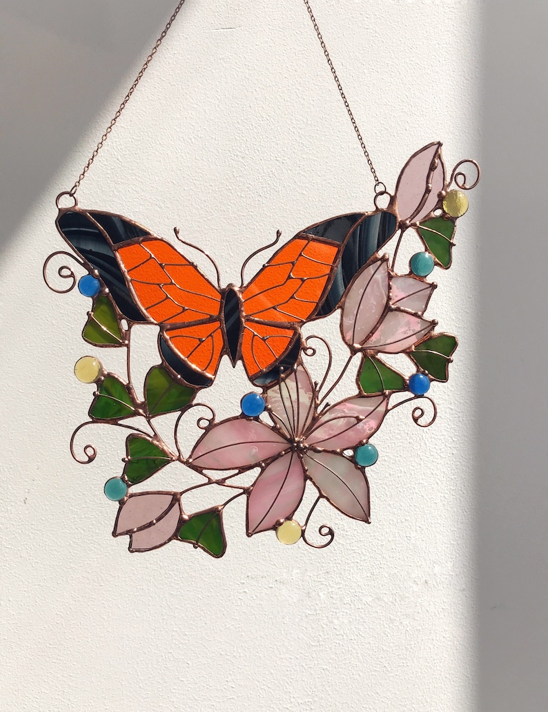 🦋Suncatcher Monarch Butterfly Flowers💐
