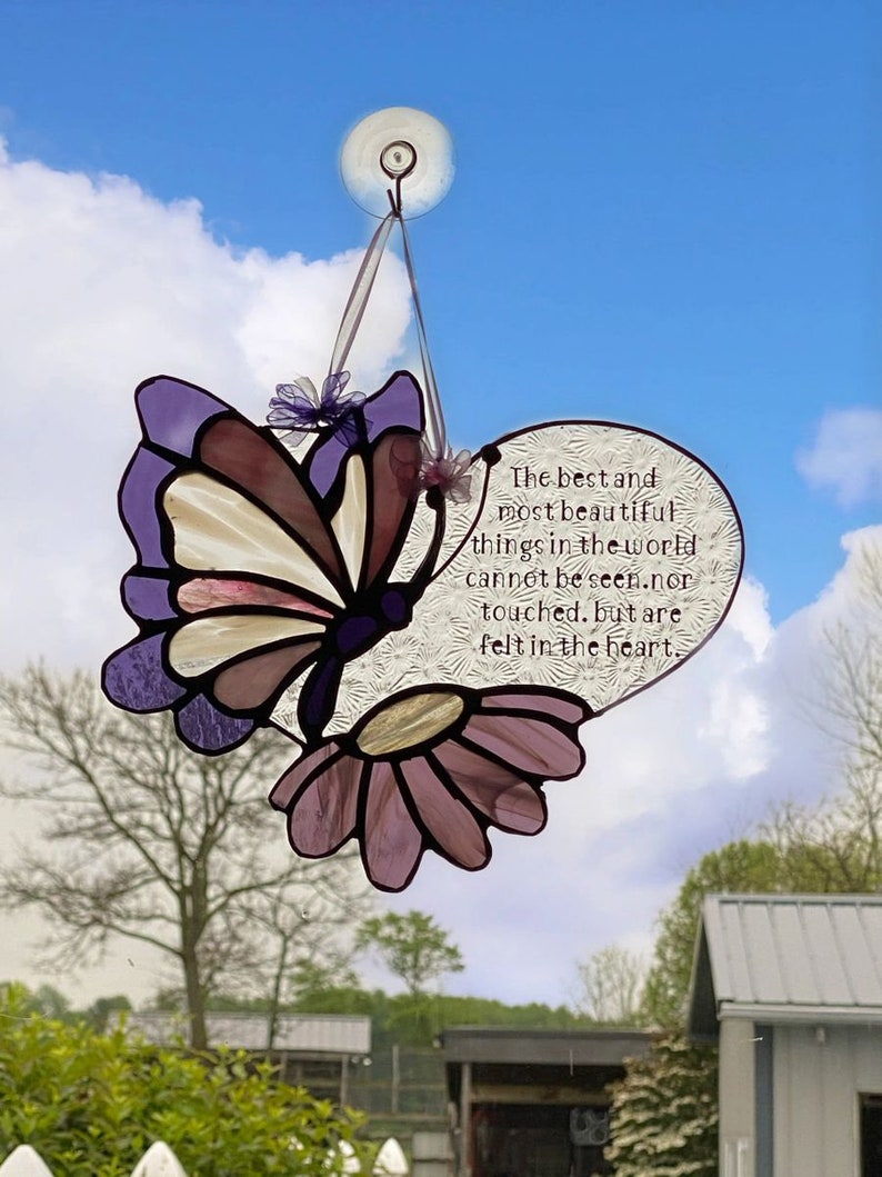 🦋Butterfly Stained Glass Memorial heart