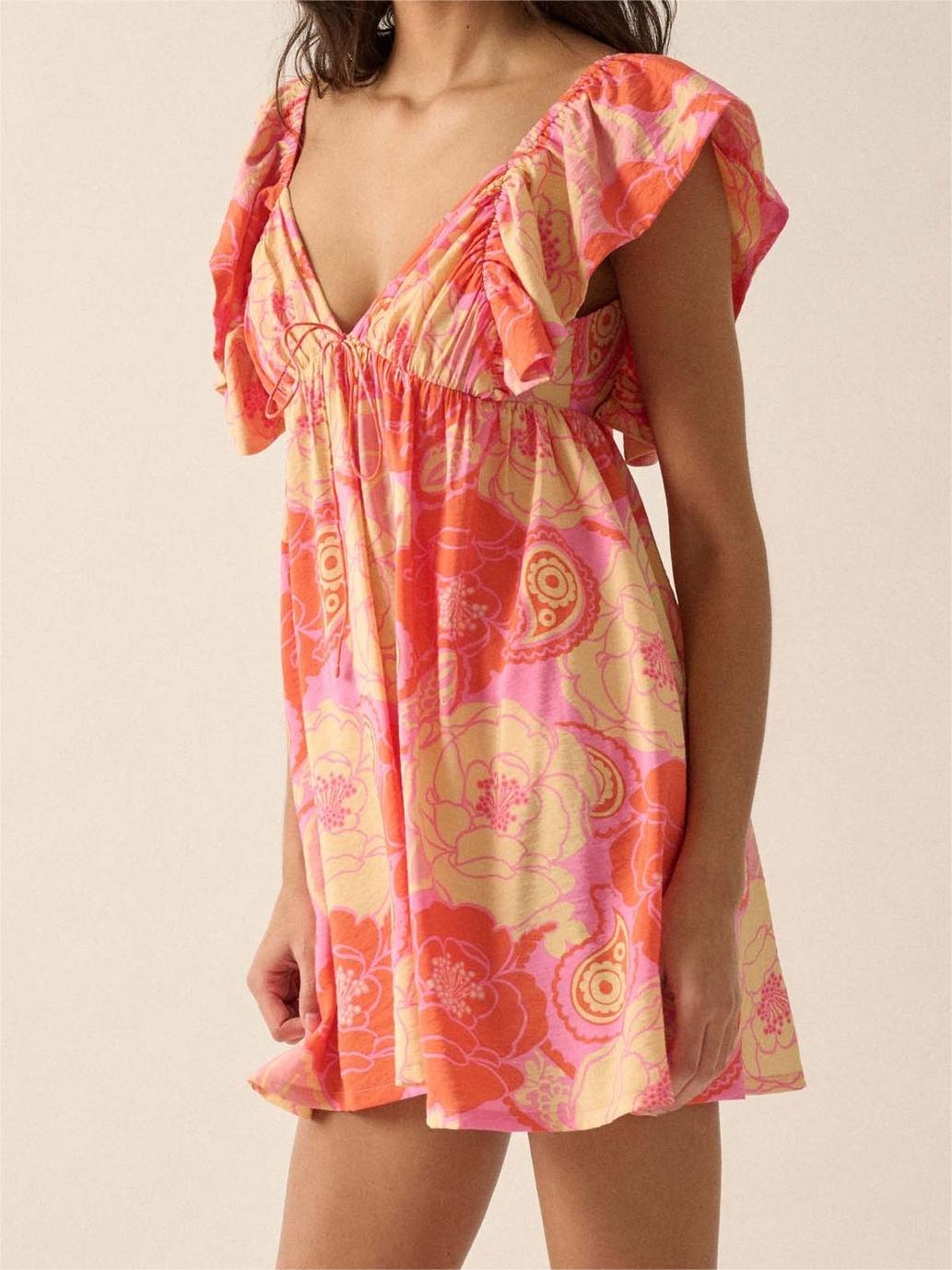 Summer Smoothie Floral Babydoll Mini Dress