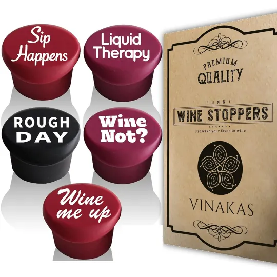 🍇🍷Set of 5 Funny Silicone Wine Bottle Stopper