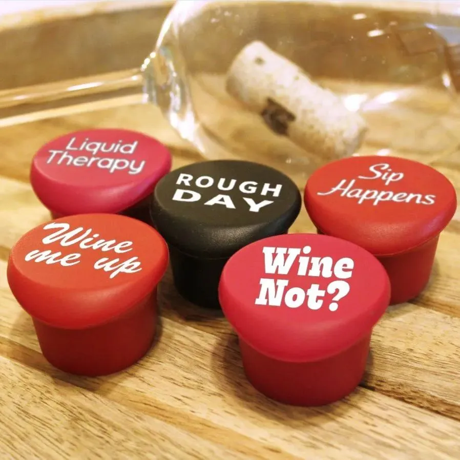 🍇🍷Set of 5 Funny Silicone Wine Bottle Stopper