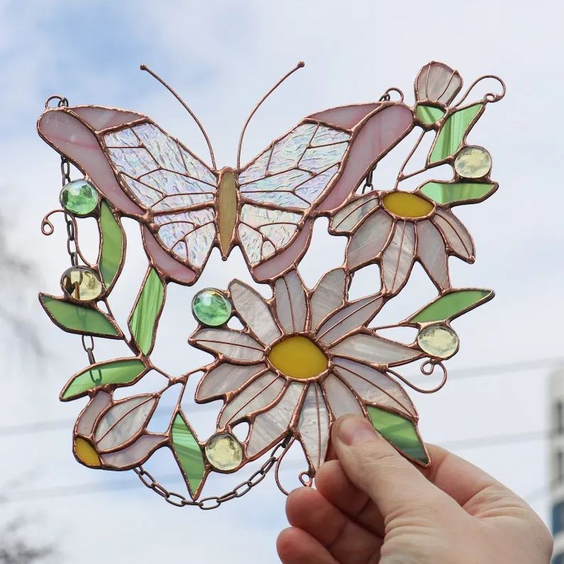 🦋Suncatcher Monarch Butterfly Flowers💐