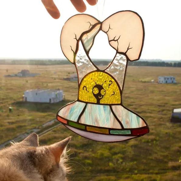 Alien Egg UFO Stained Suncatcher - Where aliens come from?