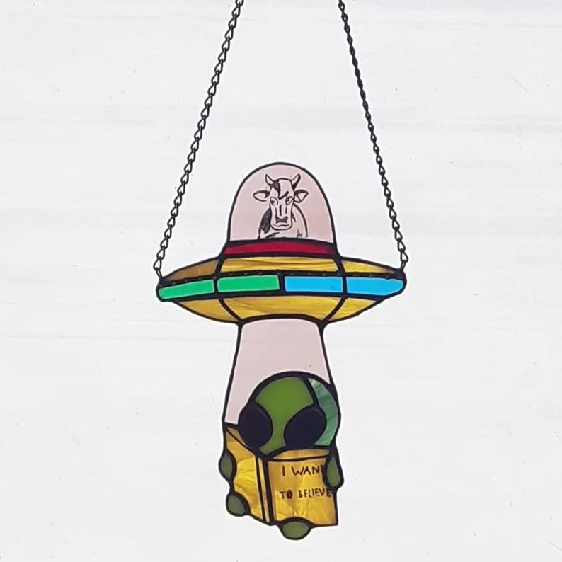 Alien Egg UFO Stained Suncatcher - Where aliens come from?