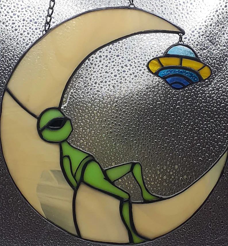 Alien Egg UFO Stained Suncatcher - Where aliens come from?