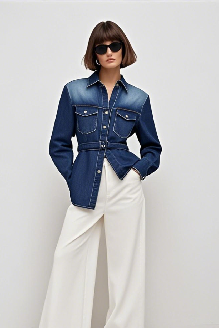 Longline Cinched Denim Shirt