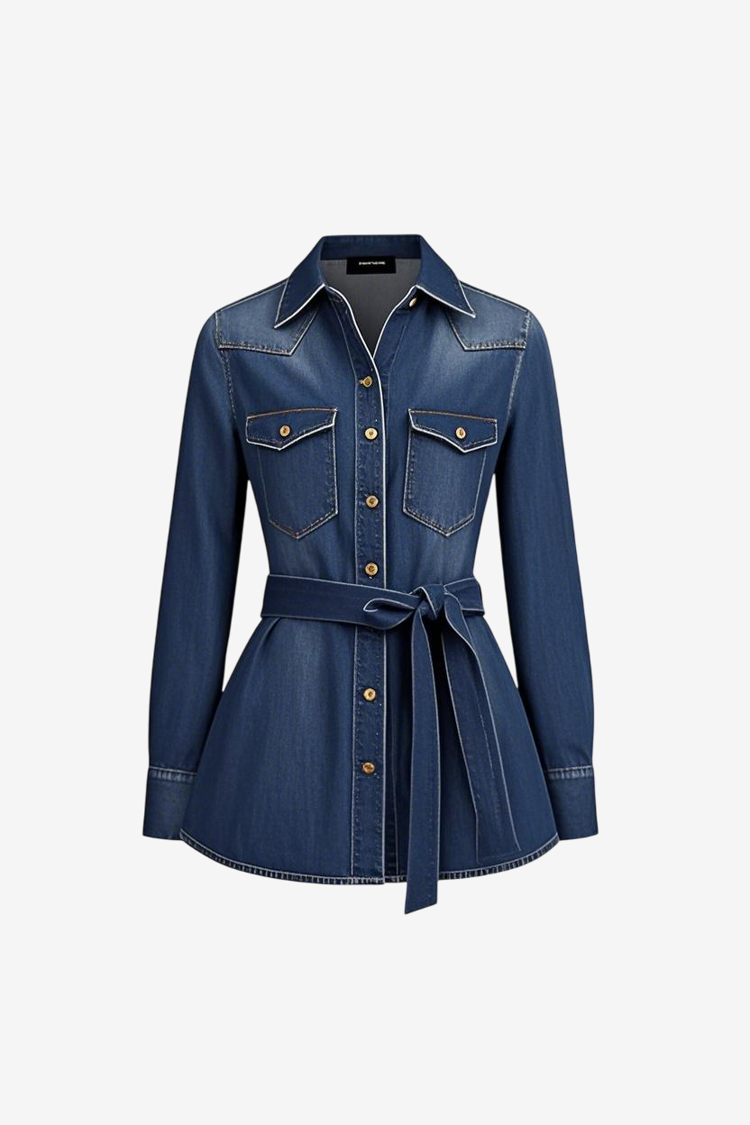 Longline Cinched Denim Shirt