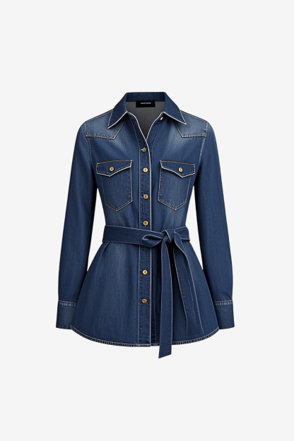 Longline Cinched Denim Shirt