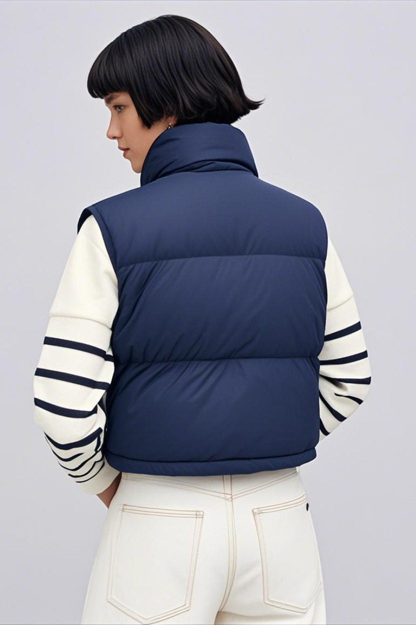 Button-Up Western Bubble Puffer Vest-New Feature Demo2