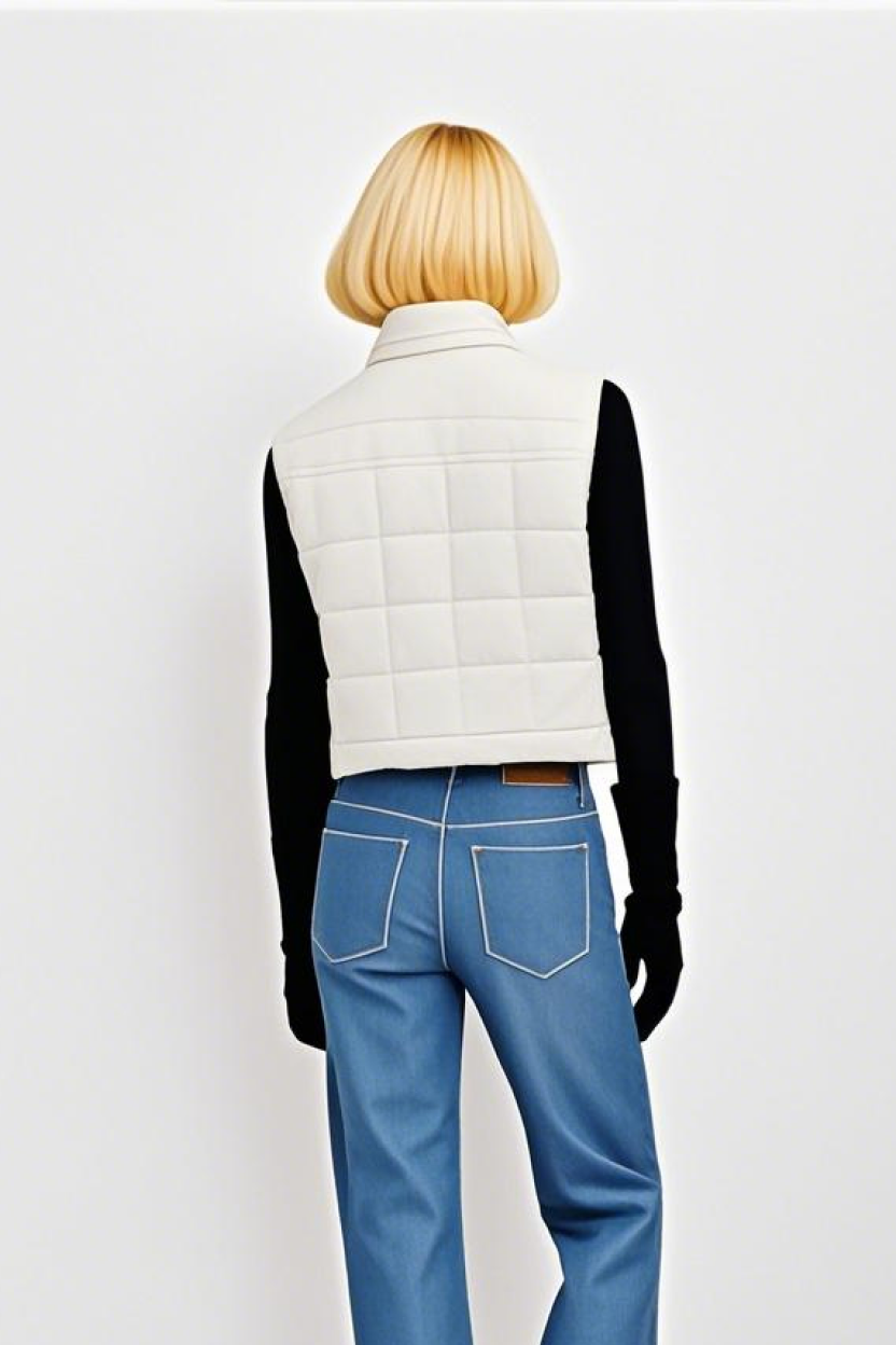 Plaid Western Bubble Puffer Vest