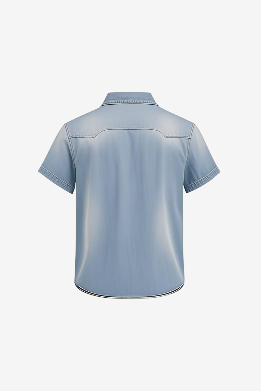 Cropped Short Sleeve Denim Shirt