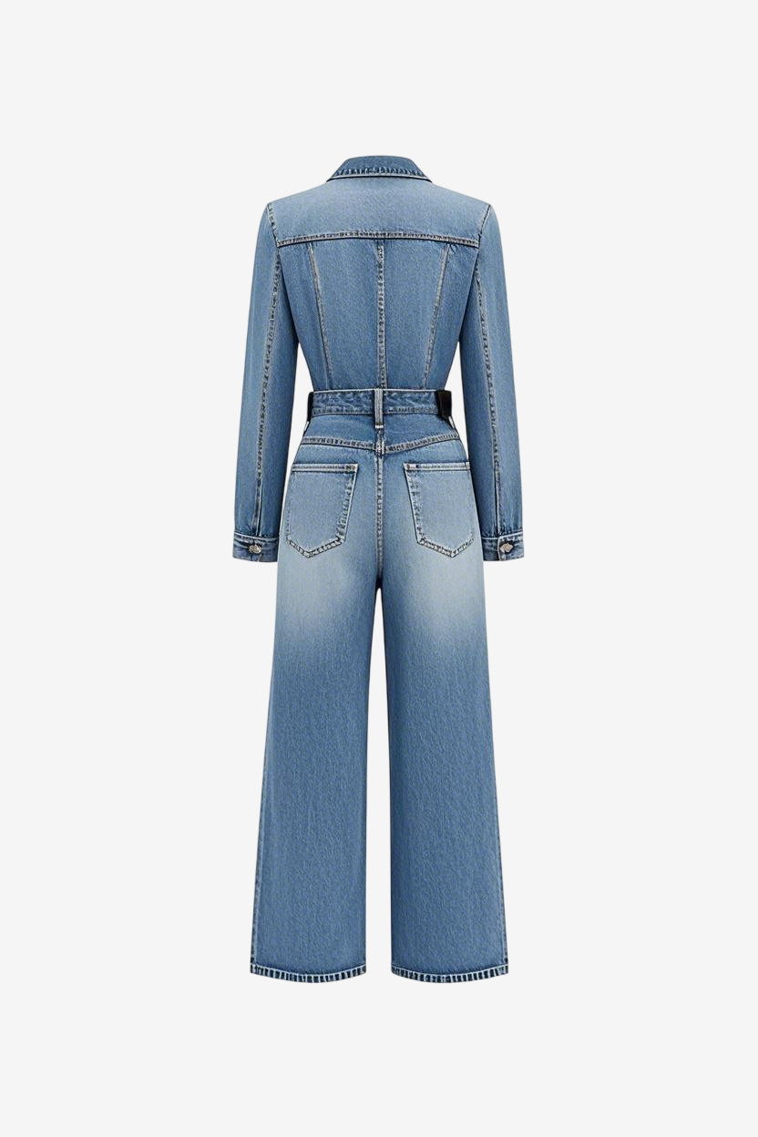 Long Sleeve Denim Jumpsuit