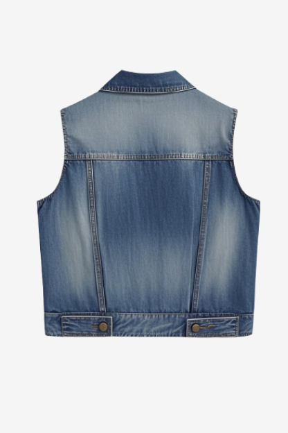 Classic Shrunken '90s Linen + Denim Vest-New Feature Demo2