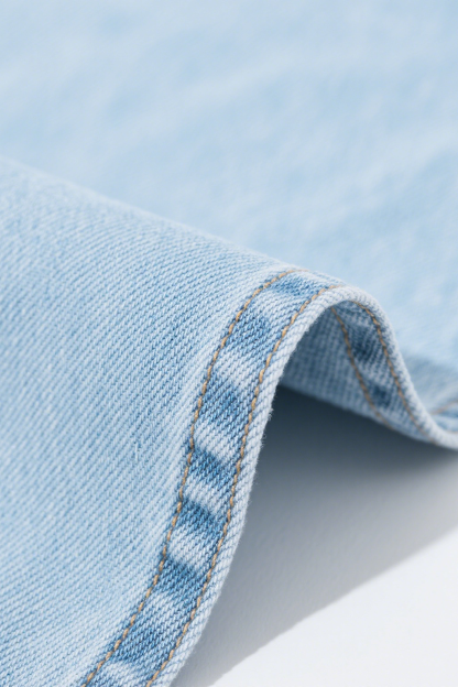 Cropped Short Sleeve Denim Shirt