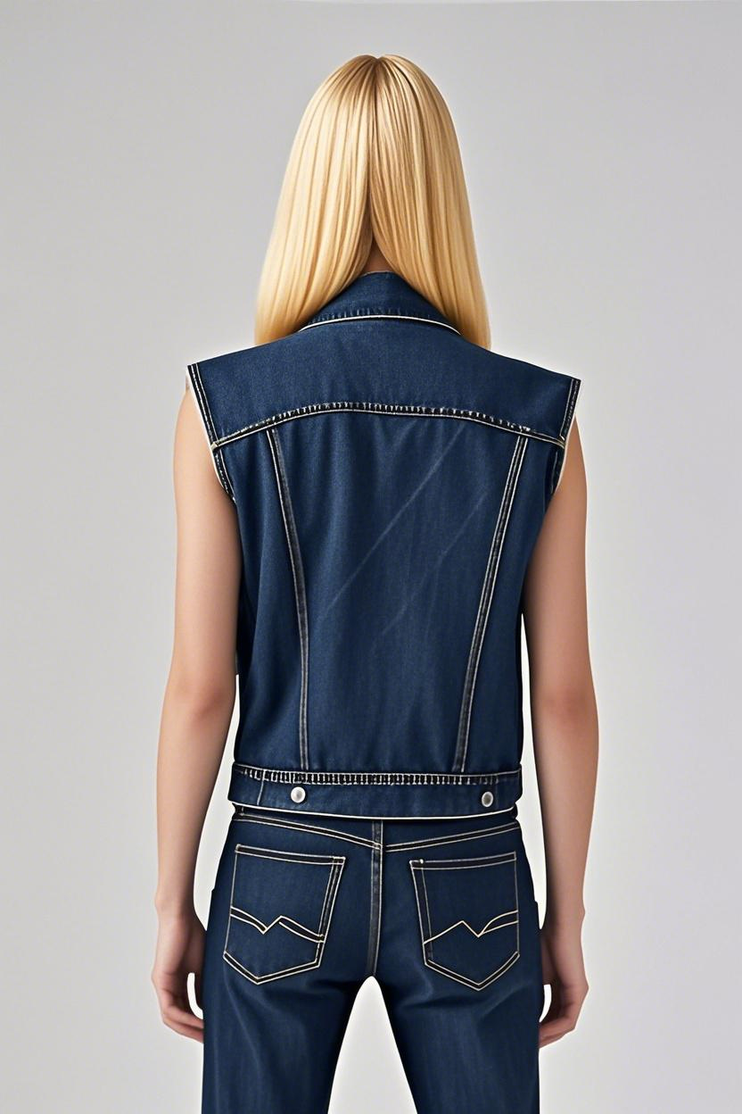 Classic Relaxed Trucker Vest-New Feature Demo2