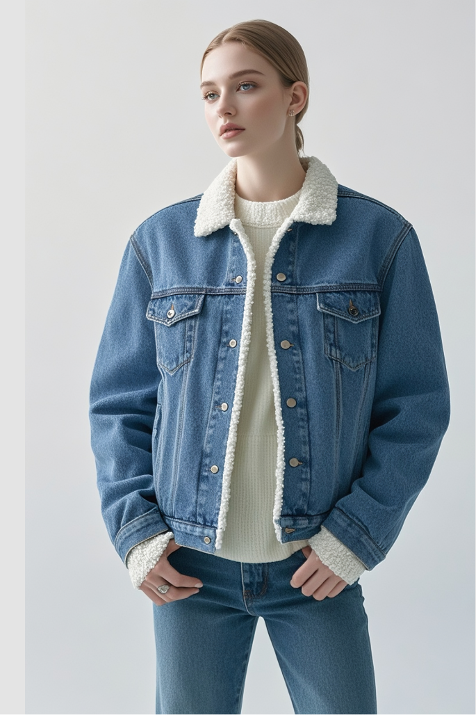 Light Wash Sherpa Trucker Jacket