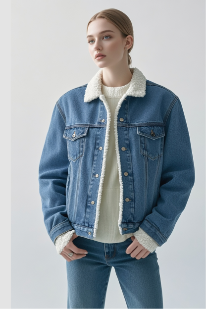 Light Wash Sherpa Trucker Jacket