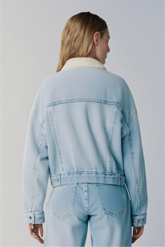 Shrunken '90s Linen Blend Lightweight Trucker Jacket