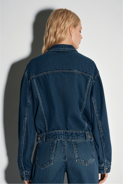 Women Shrunken '90s Linen Blend Lightweight Trucker Jacket