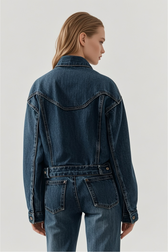 Medium Wash Shrunken '90s Western Trucker Jacket