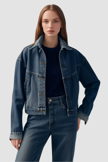 Medium Wash Shrunken '90s Western Trucker Jacket