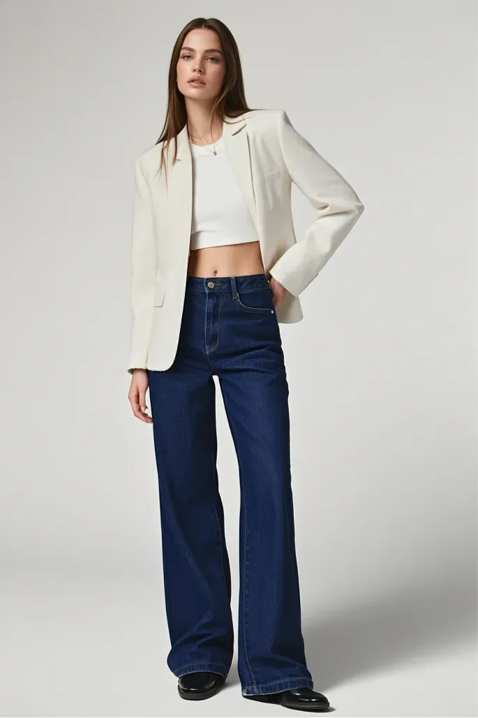 [Free Gift]Backless Denim Bodysuit