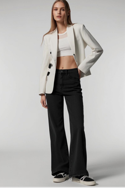 Ribcage Wide Leg Jeans-Stretch