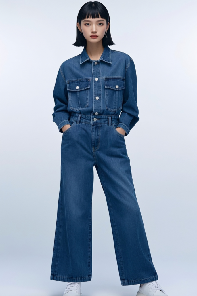 Long Sleeve Denim Bodysuit