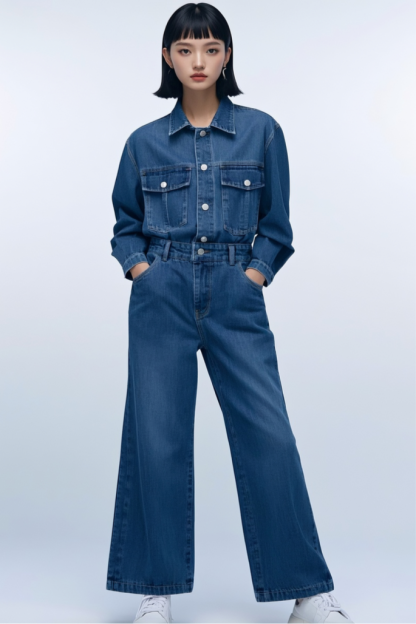 Long Sleeve Denim Bodysuit