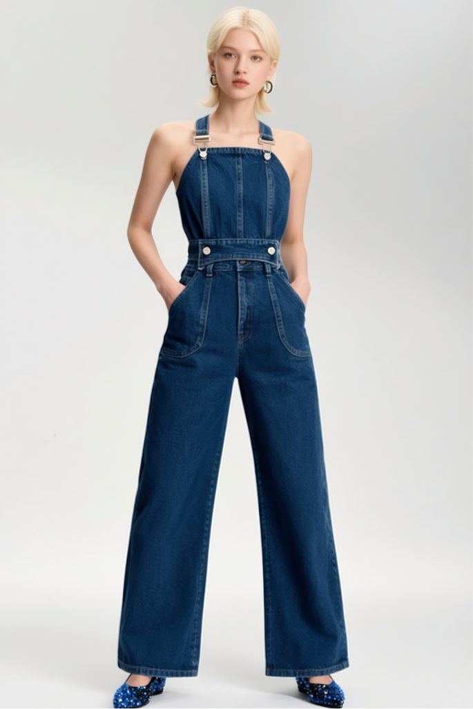 Halter Neck Denim Bodysuit