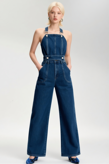 Halter Neck Denim Bodysuit